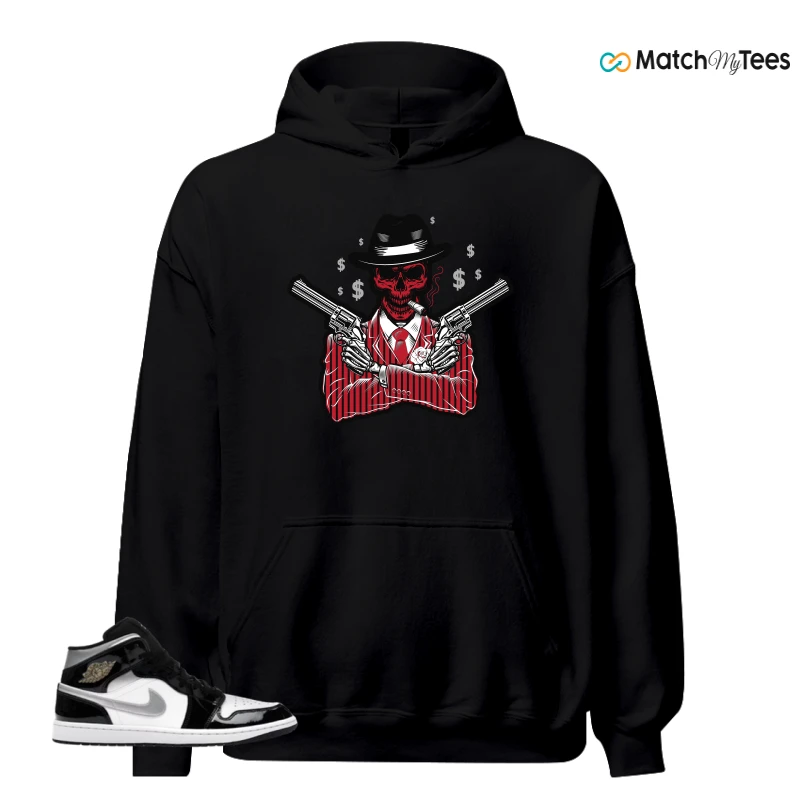 NIKE AIR JORDAN 1 MID SE BLACK WHITE SNEAKER Matching Tees hoodie