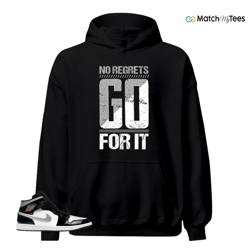 NIKE AIR JORDAN 1 MID SE BLACK WHITE SNEAKER Matching Tees hoodie
