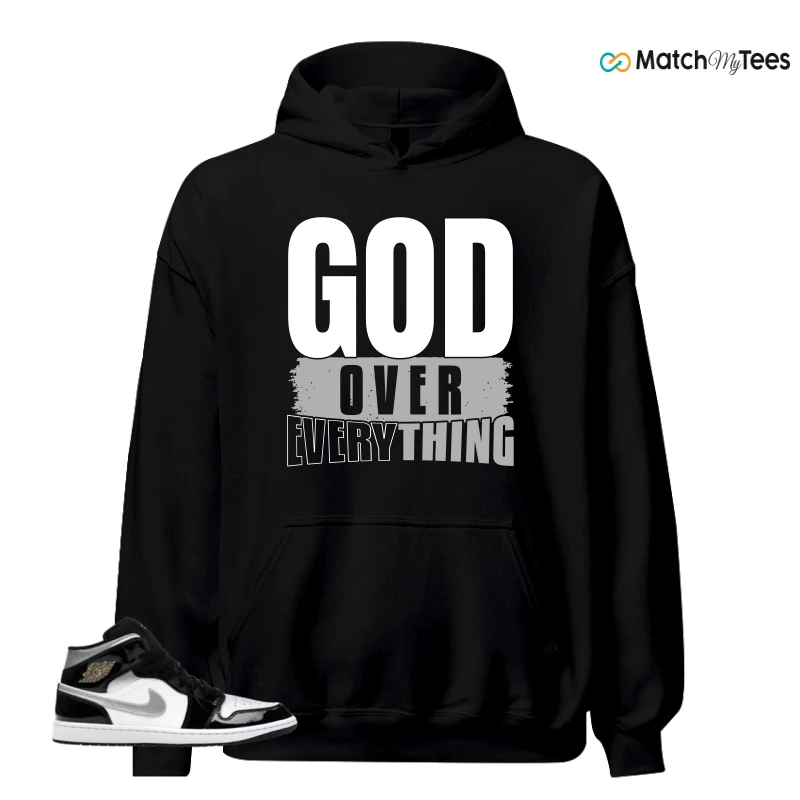 NIKE AIR JORDAN 1 MID SE BLACK WHITE SNEAKER Matching Tees hoodie