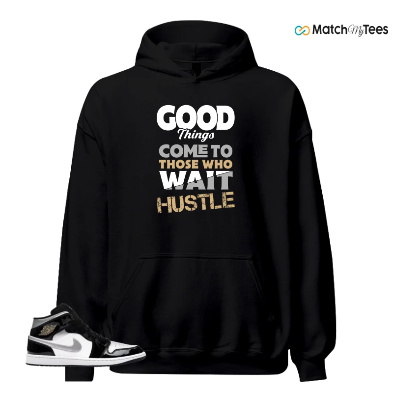 NIKE AIR JORDAN 1 MID SE BLACK WHITE SNEAKER Matching Tees hoodie
