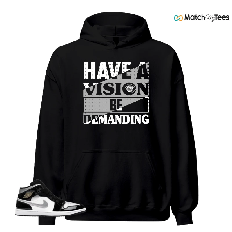 NIKE AIR JORDAN 1 MID SE BLACK WHITE SNEAKER Matching Tees hoodie
