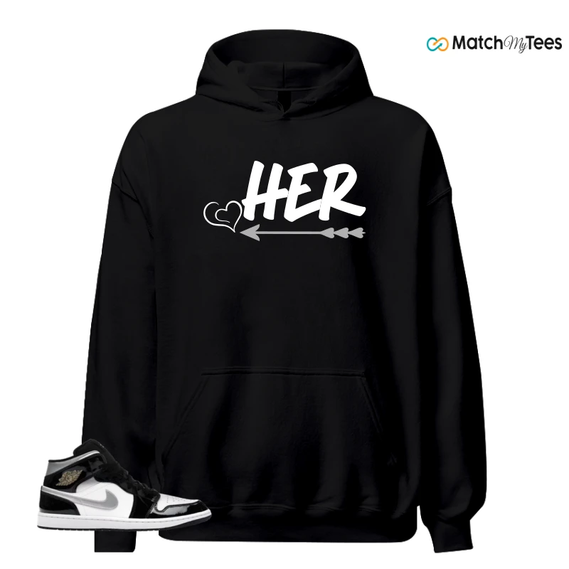 NIKE AIR JORDAN 1 MID SE BLACK WHITE SNEAKER Matching Tees hoodie