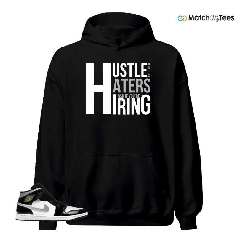 NIKE AIR JORDAN 1 MID SE BLACK WHITE SNEAKER Matching Tees hoodie