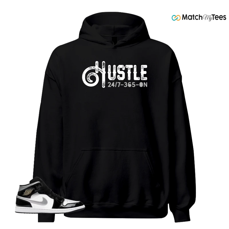 NIKE AIR JORDAN 1 MID SE BLACK WHITE SNEAKER Matching Tees hoodie