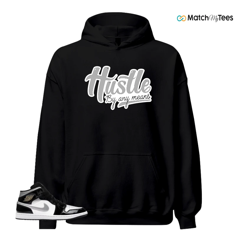 NIKE AIR JORDAN 1 MID SE BLACK WHITE SNEAKER Matching Tees hoodie