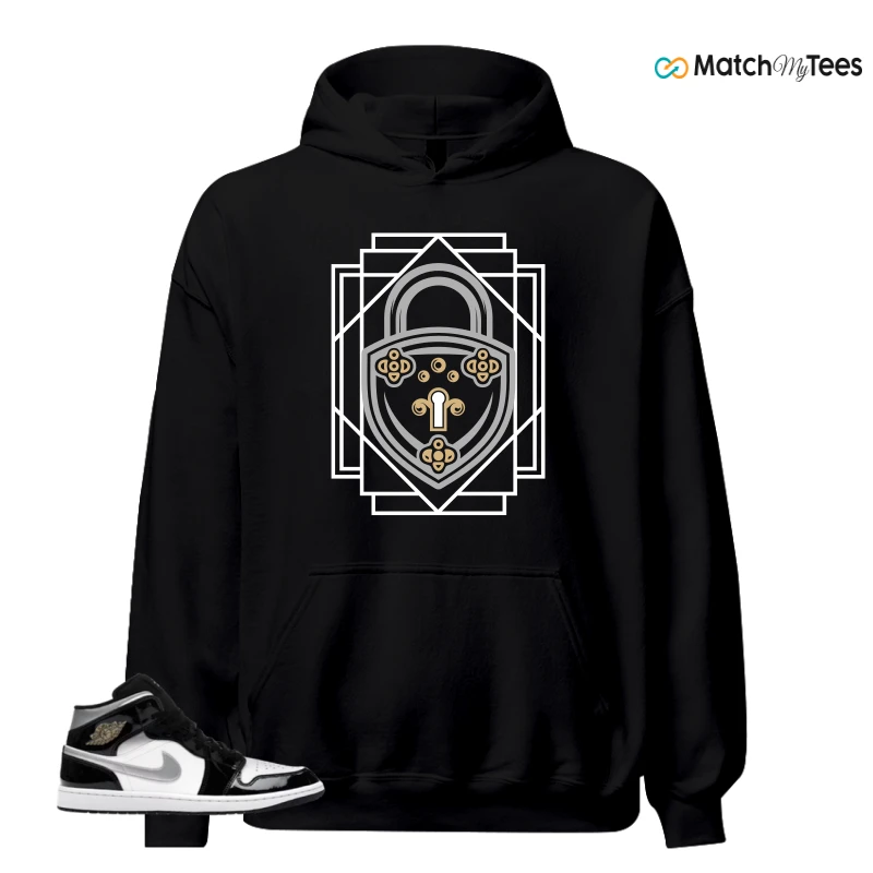 NIKE AIR JORDAN 1 MID SE BLACK WHITE SNEAKER Matching Tees hoodie