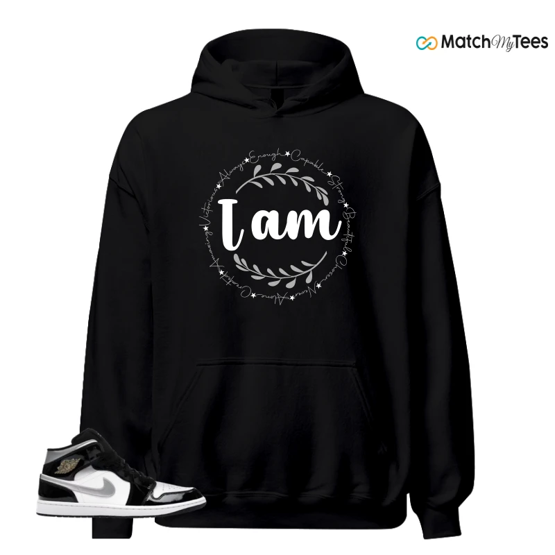 NIKE AIR JORDAN 1 MID SE BLACK WHITE SNEAKER Matching Tees hoodie
