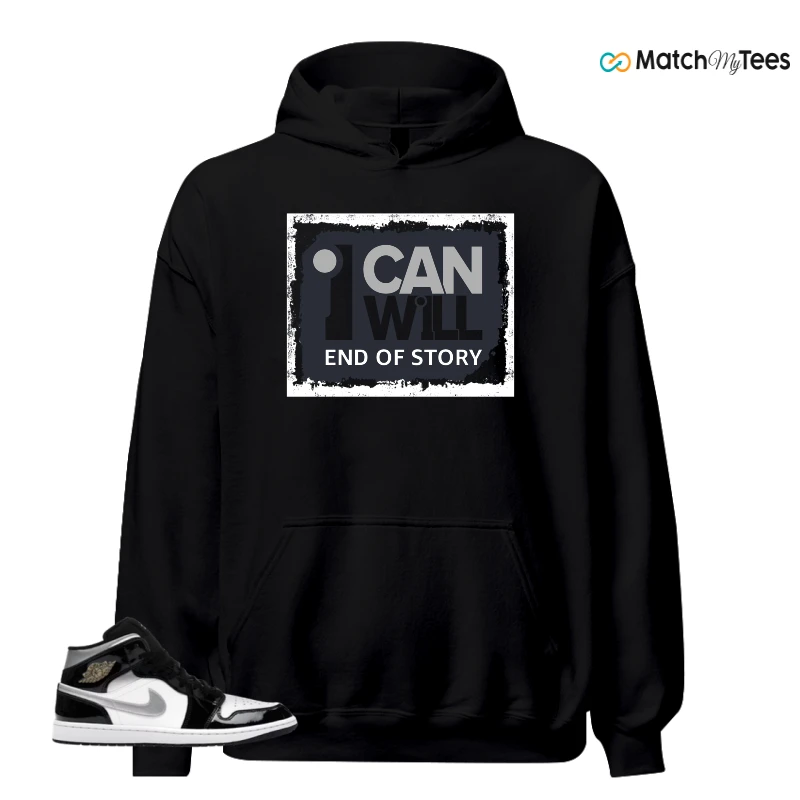 NIKE AIR JORDAN 1 MID SE BLACK WHITE SNEAKER Matching Tees hoodie