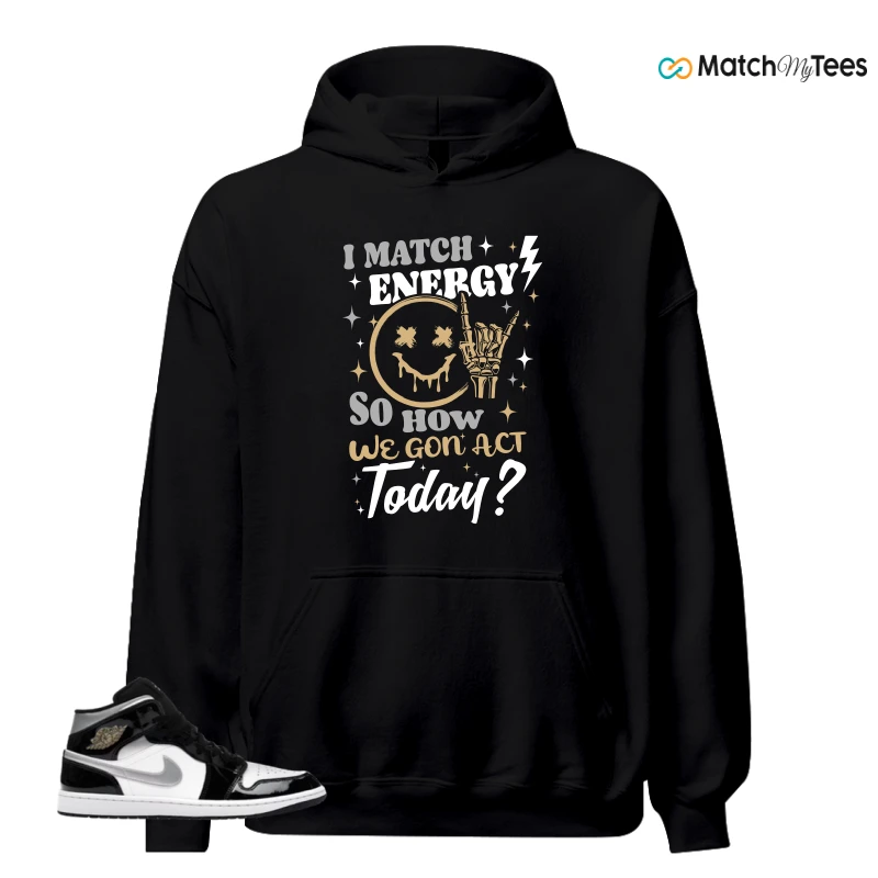 NIKE AIR JORDAN 1 MID SE BLACK WHITE SNEAKER Matching Tees hoodie