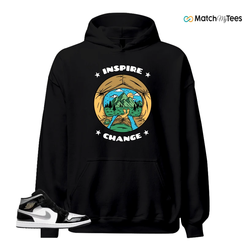 NIKE AIR JORDAN 1 MID SE BLACK WHITE SNEAKER Matching Tees hoodie