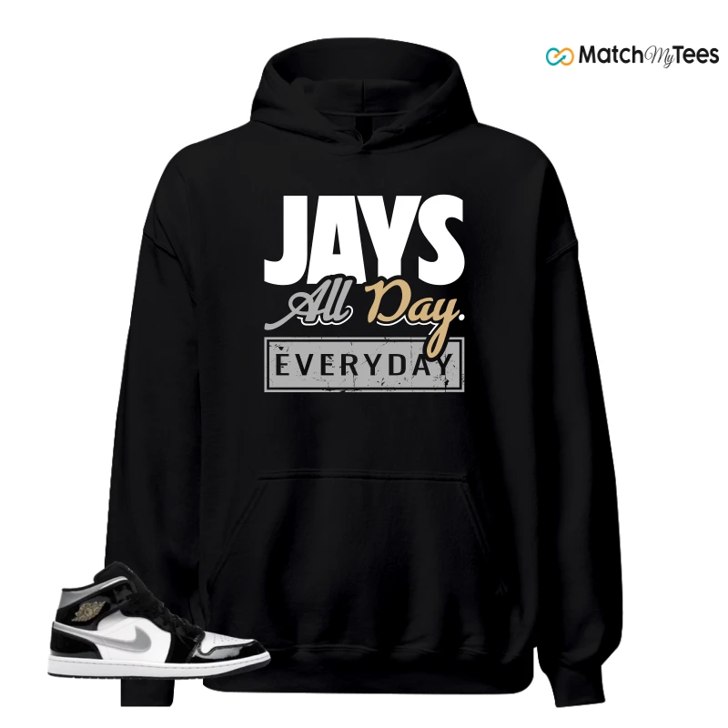 NIKE AIR JORDAN 1 MID SE BLACK WHITE SNEAKER Matching Tees hoodie
