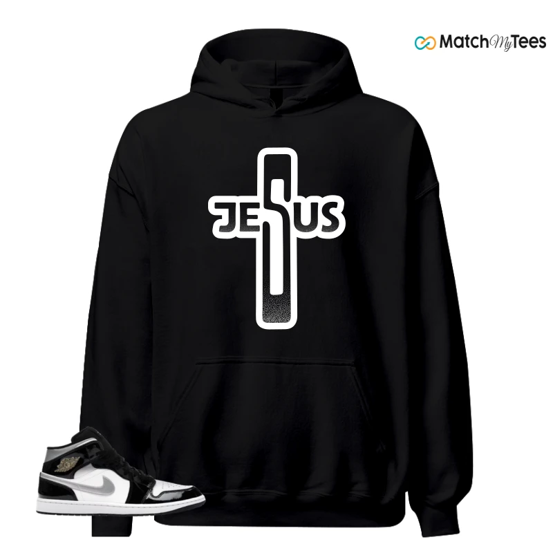 NIKE AIR JORDAN 1 MID SE BLACK WHITE SNEAKER Matching Tees hoodie