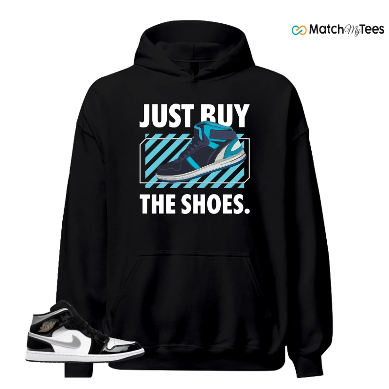 NIKE AIR JORDAN 1 MID SE BLACK WHITE SNEAKER Matching Tees hoodie