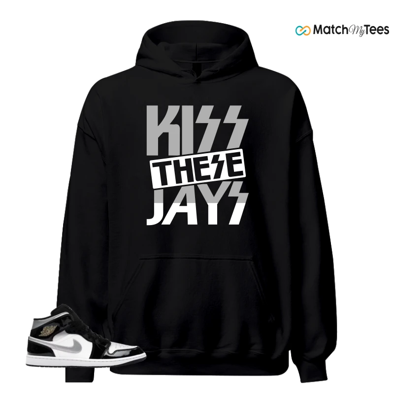 NIKE AIR JORDAN 1 MID SE BLACK WHITE SNEAKER Matching Tees hoodie