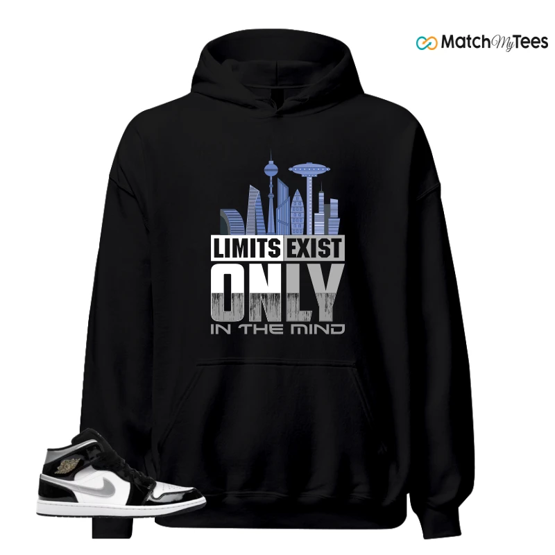 NIKE AIR JORDAN 1 MID SE BLACK WHITE SNEAKER Matching Tees hoodie