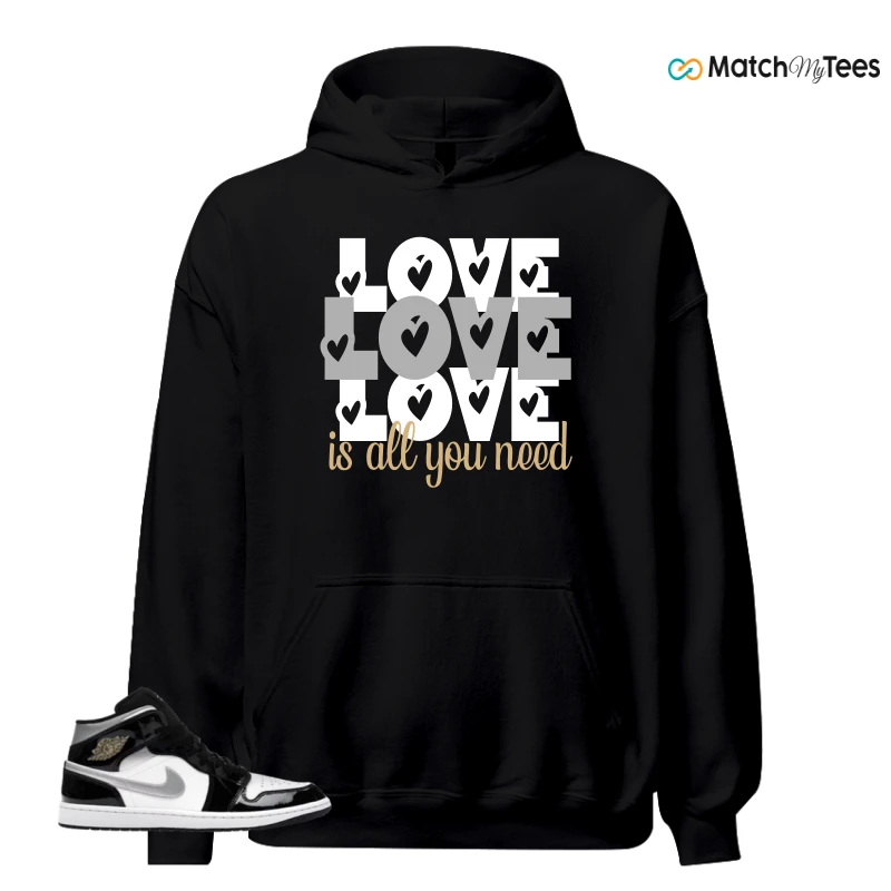 NIKE AIR JORDAN 1 MID SE BLACK WHITE SNEAKER Matching Tees hoodie