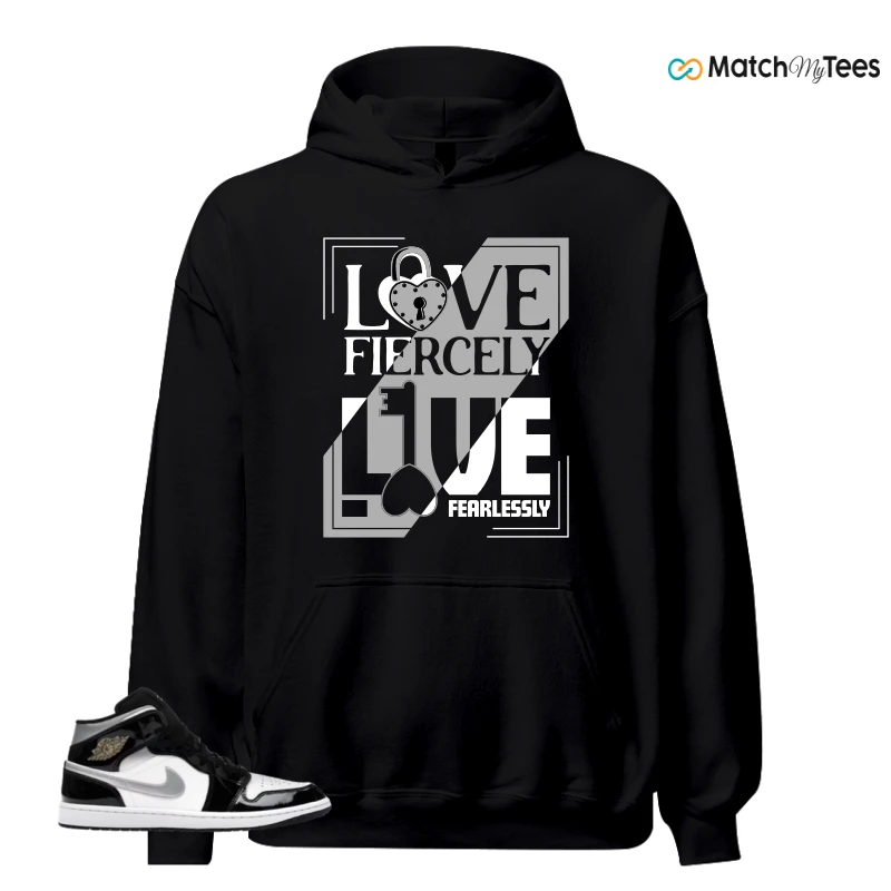 NIKE AIR JORDAN 1 MID SE BLACK WHITE SNEAKER Matching Tees hoodie