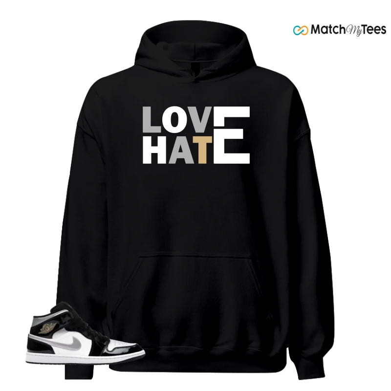 NIKE AIR JORDAN 1 MID SE BLACK WHITE SNEAKER Matching Tees hoodie