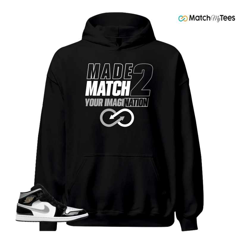 NIKE AIR JORDAN 1 MID SE BLACK WHITE SNEAKER Matching Tees hoodie