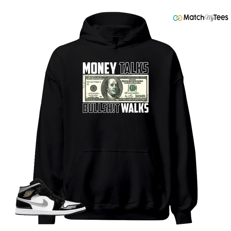 NIKE AIR JORDAN 1 MID SE BLACK WHITE SNEAKER Matching Tees hoodie