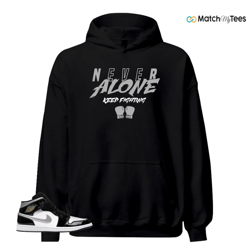 NIKE AIR JORDAN 1 MID SE BLACK WHITE SNEAKER Matching Tees hoodie