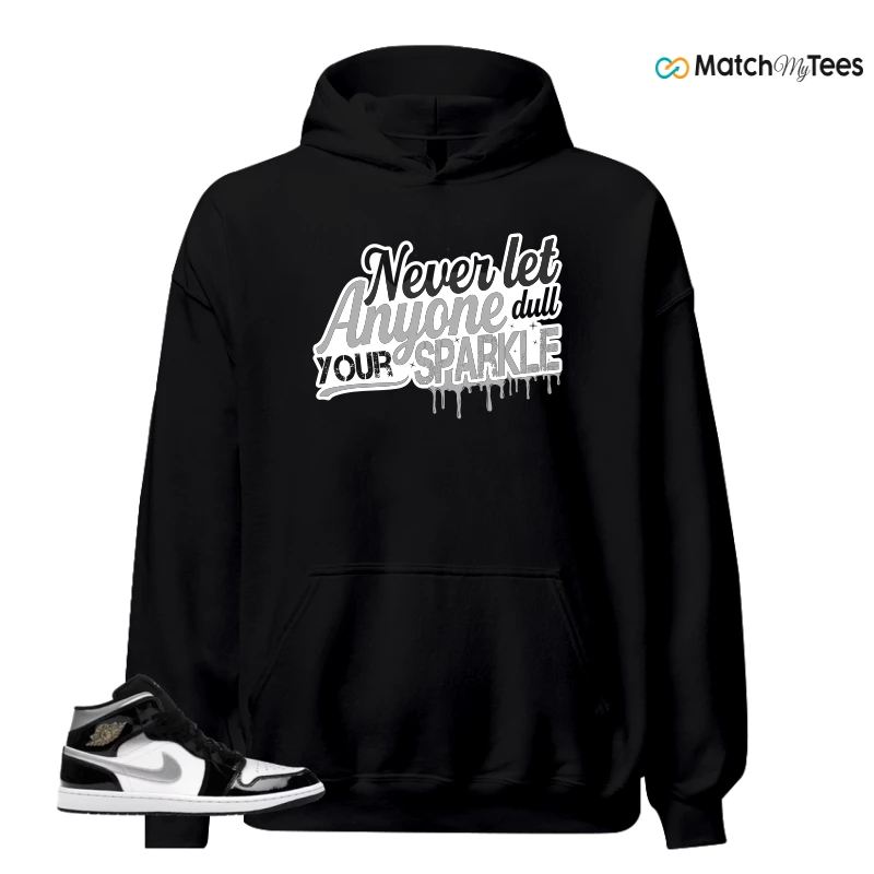 NIKE AIR JORDAN 1 MID SE BLACK WHITE SNEAKER Matching Tees hoodie