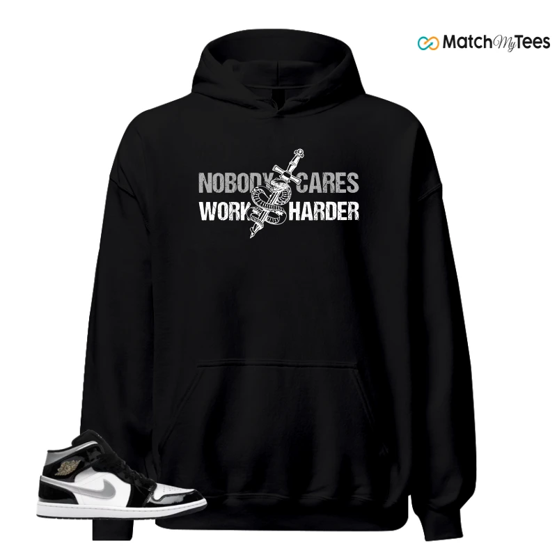 NIKE AIR JORDAN 1 MID SE BLACK WHITE SNEAKER Matching Tees hoodie