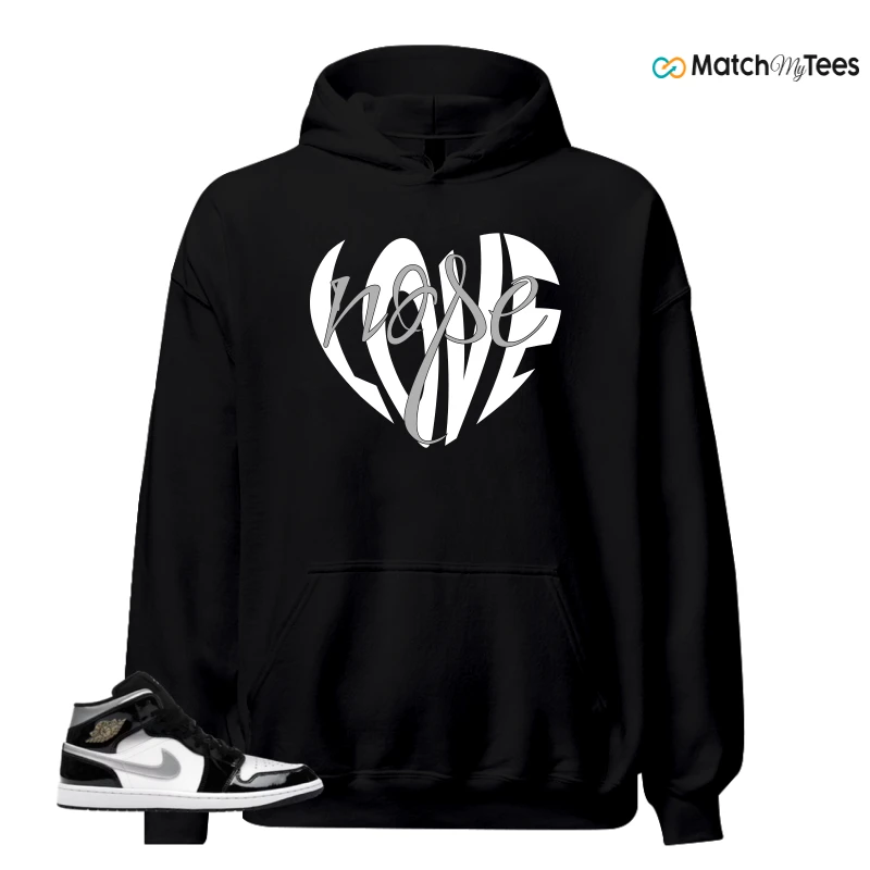 NIKE AIR JORDAN 1 MID SE BLACK WHITE SNEAKER Matching Tees hoodie