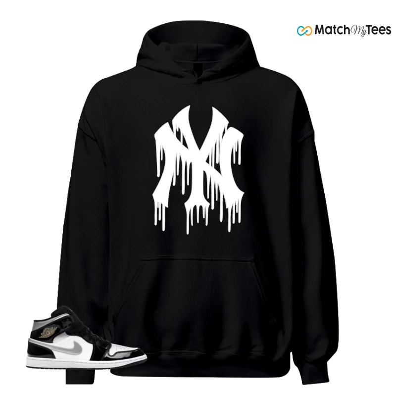 NIKE AIR JORDAN 1 MID SE BLACK WHITE SNEAKER Matching Tees hoodie