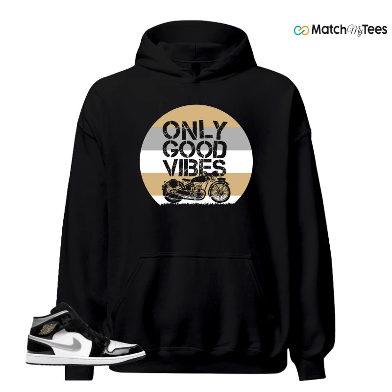 NIKE AIR JORDAN 1 MID SE BLACK WHITE SNEAKER Matching Tees hoodie