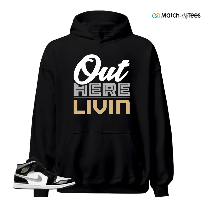 NIKE AIR JORDAN 1 MID SE BLACK WHITE SNEAKER Matching Tees hoodie