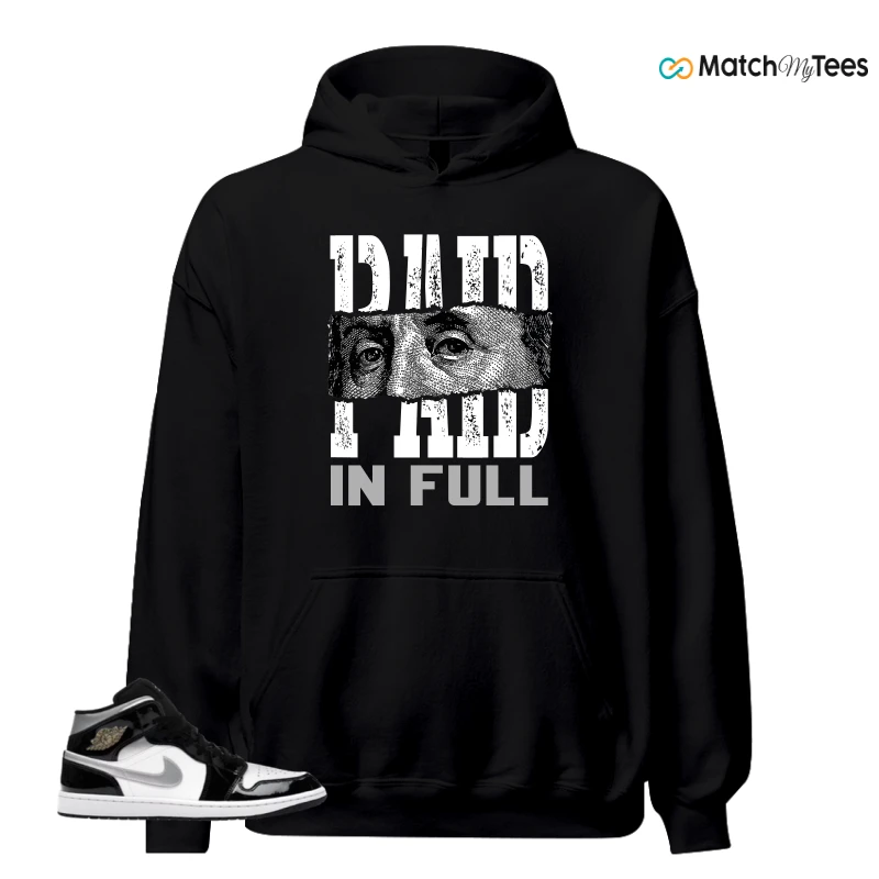NIKE AIR JORDAN 1 MID SE BLACK WHITE SNEAKER Matching Tees hoodie