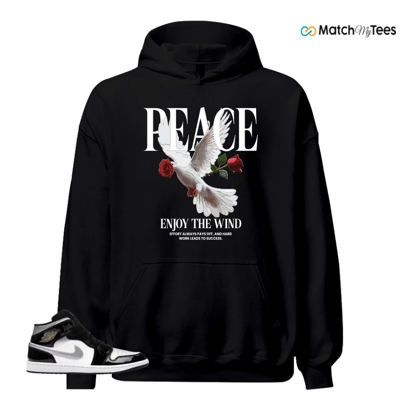 NIKE AIR JORDAN 1 MID SE BLACK WHITE SNEAKER Matching Tees hoodie