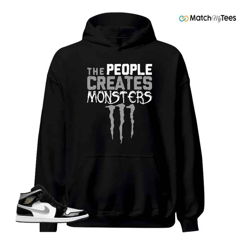 NIKE AIR JORDAN 1 MID SE BLACK WHITE SNEAKER Matching Tees hoodie