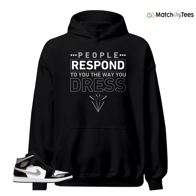 NIKE AIR JORDAN 1 MID SE BLACK WHITE SNEAKER Matching Tees hoodie