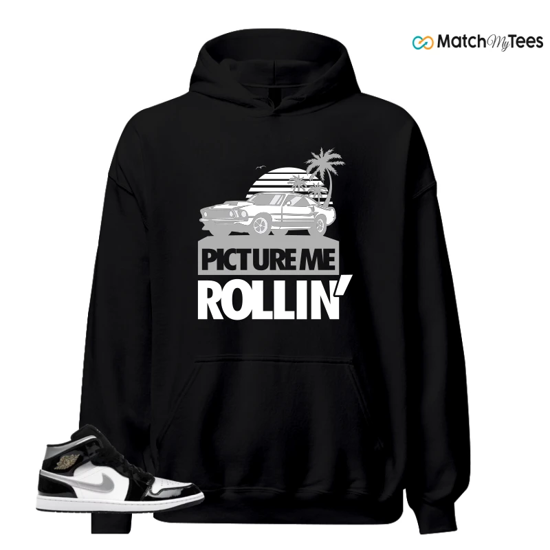 NIKE AIR JORDAN 1 MID SE BLACK WHITE SNEAKER Matching Tees hoodie