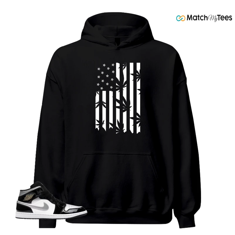 NIKE AIR JORDAN 1 MID SE BLACK WHITE SNEAKER Matching Tees hoodie