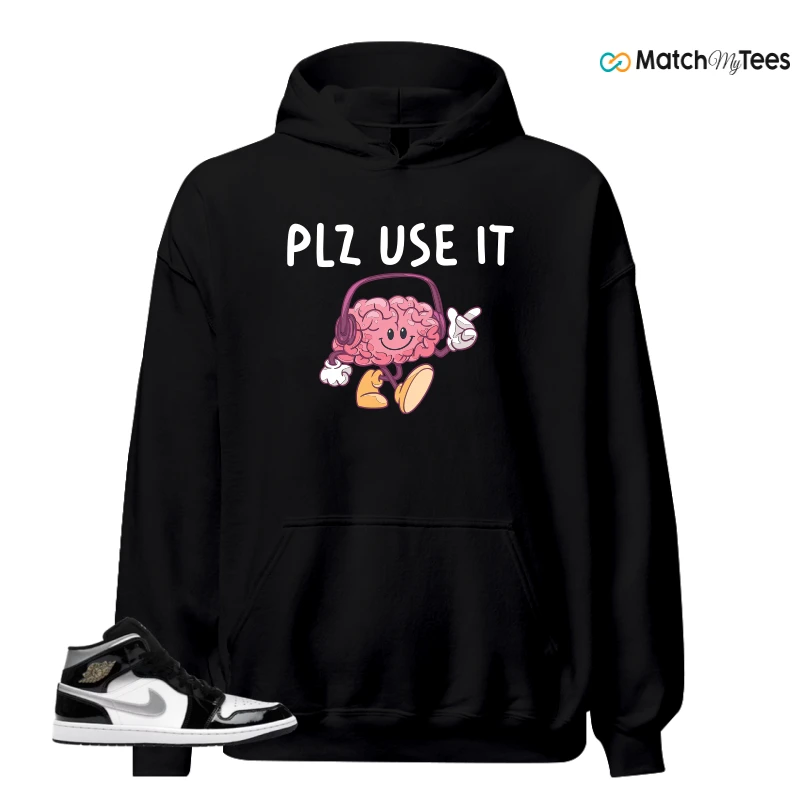 NIKE AIR JORDAN 1 MID SE BLACK WHITE SNEAKER Matching Tees hoodie