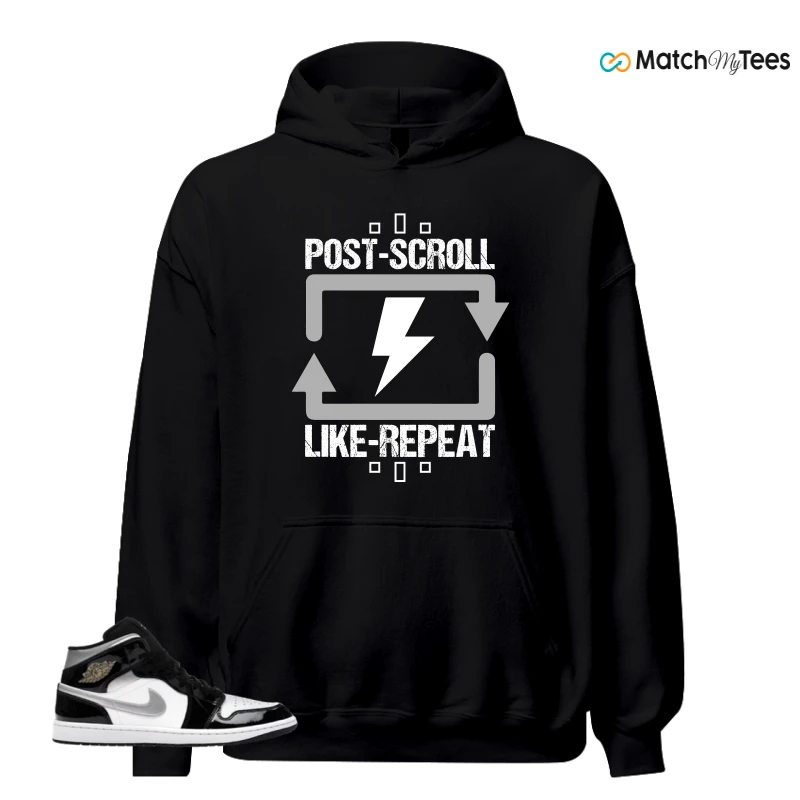 NIKE AIR JORDAN 1 MID SE BLACK WHITE SNEAKER Matching Tees hoodie