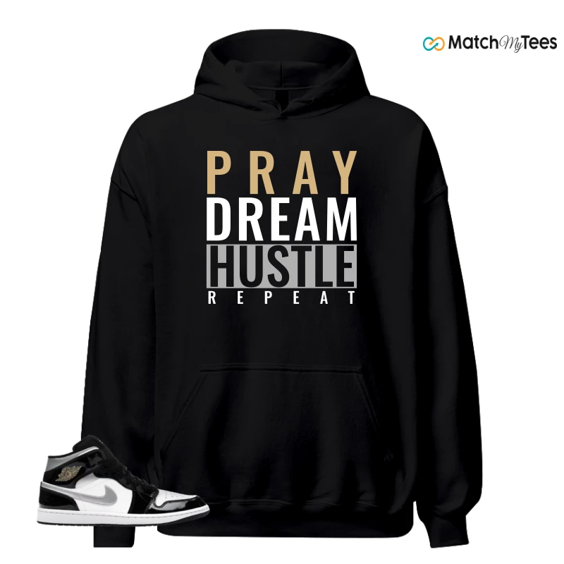 NIKE AIR JORDAN 1 MID SE BLACK WHITE SNEAKER Matching Tees hoodie