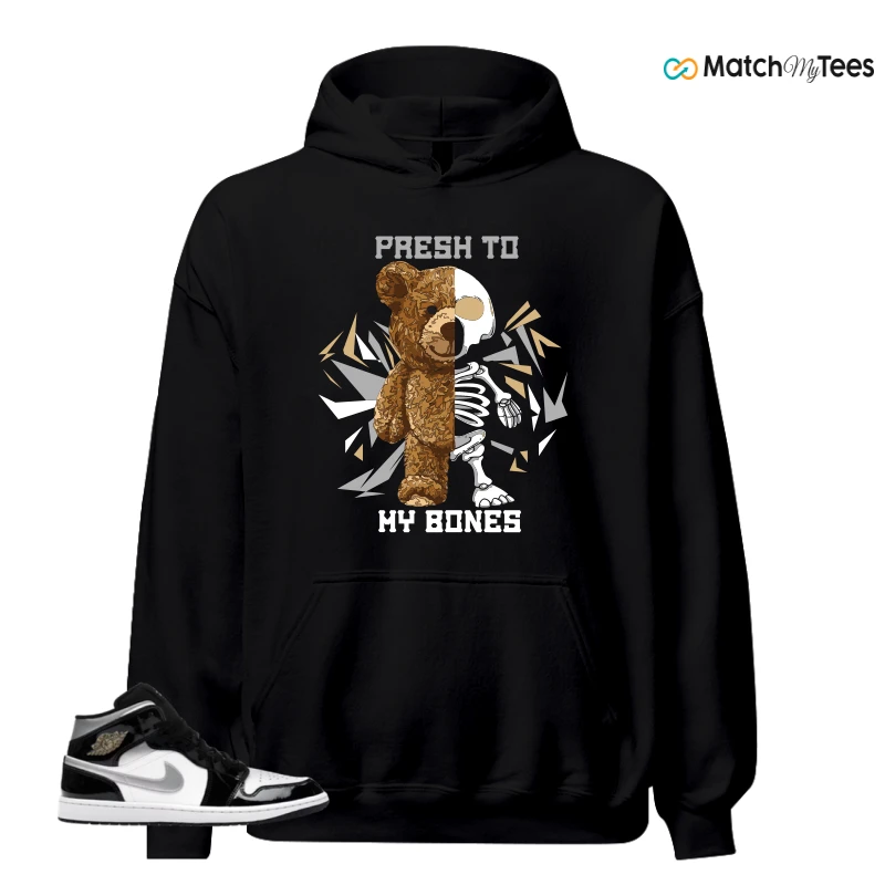 NIKE AIR JORDAN 1 MID SE BLACK WHITE SNEAKER Matching Tees hoodie