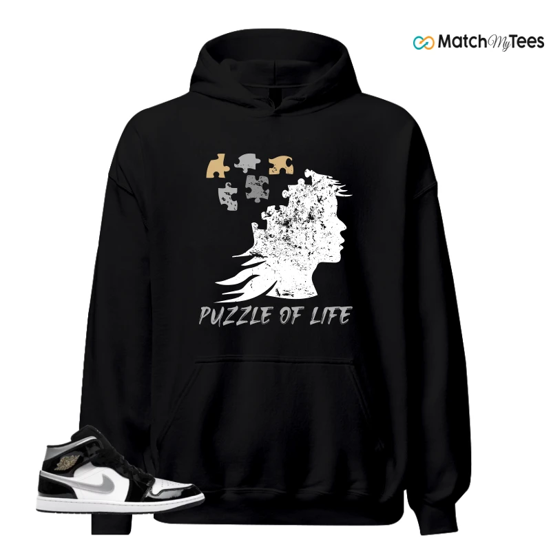 NIKE AIR JORDAN 1 MID SE BLACK WHITE SNEAKER Matching Tees hoodie