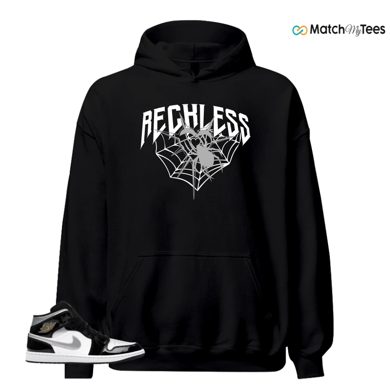 NIKE AIR JORDAN 1 MID SE BLACK WHITE SNEAKER Matching Tees hoodie