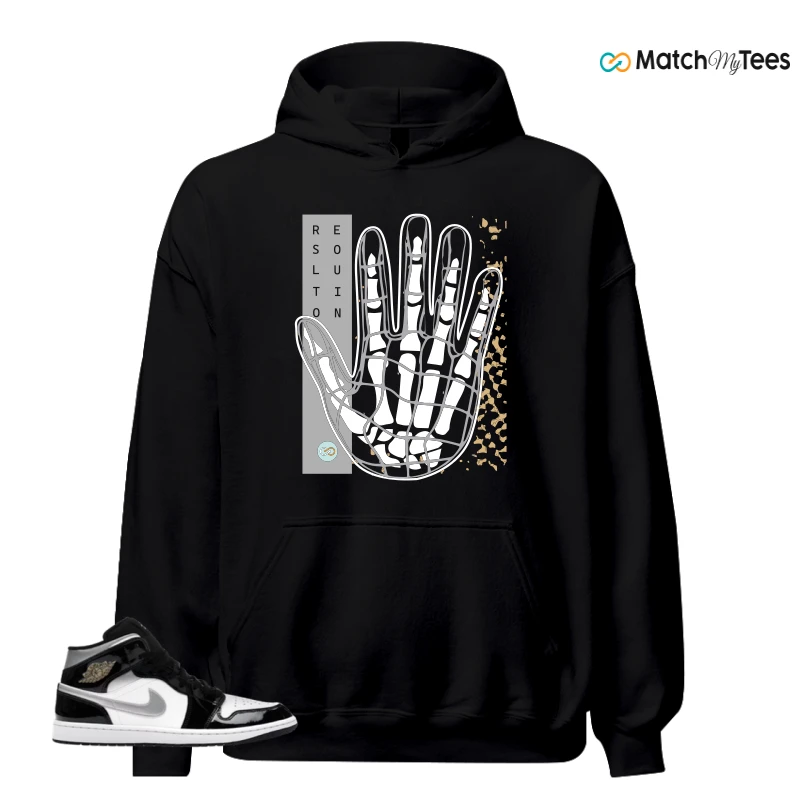 NIKE AIR JORDAN 1 MID SE BLACK WHITE SNEAKER Matching Tees hoodie
