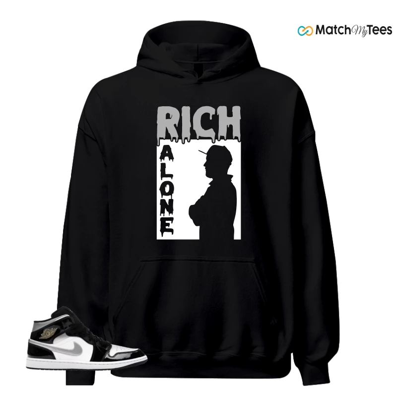 NIKE AIR JORDAN 1 MID SE BLACK WHITE SNEAKER Matching Tees hoodie