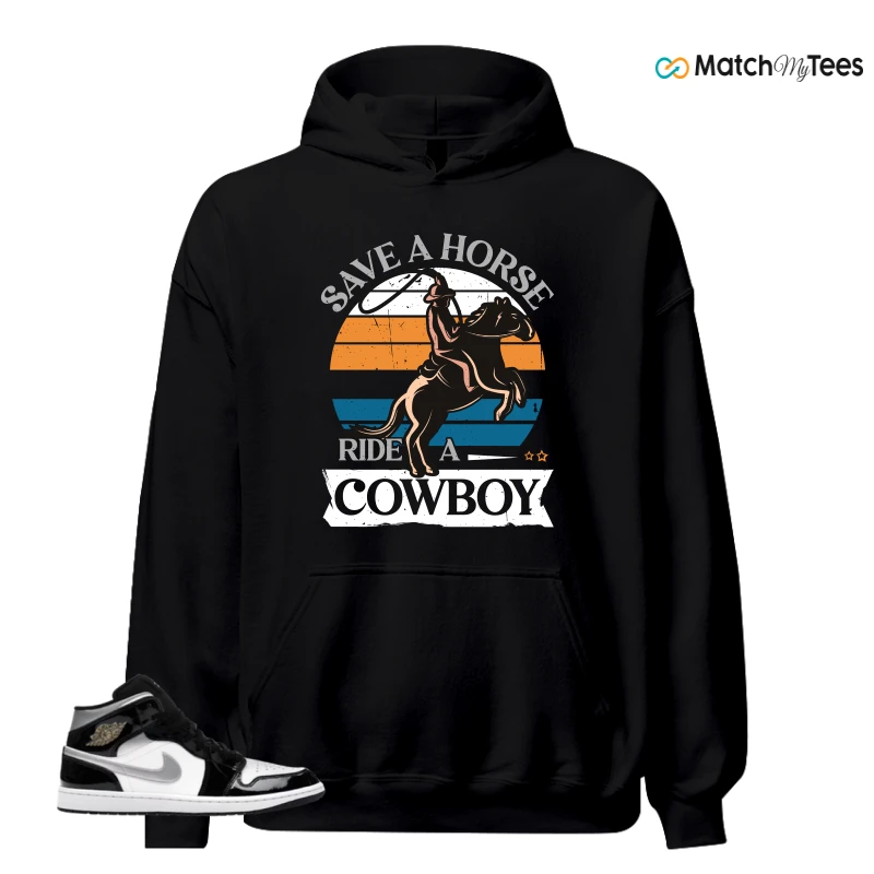NIKE AIR JORDAN 1 MID SE BLACK WHITE SNEAKER Matching Tees hoodie