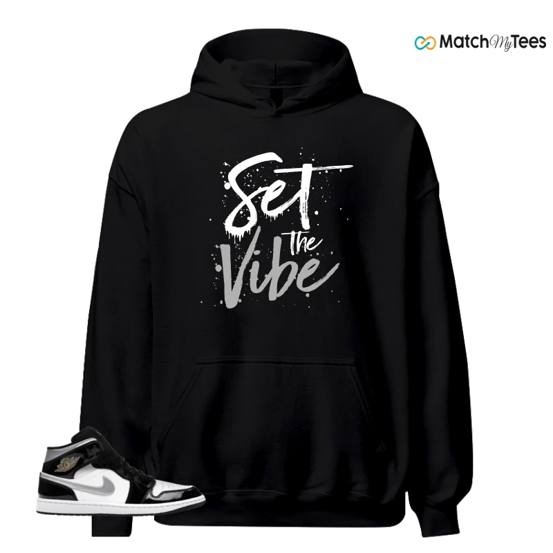 NIKE AIR JORDAN 1 MID SE BLACK WHITE SNEAKER Matching Tees hoodie
