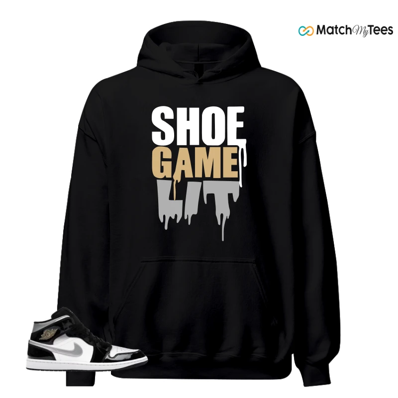 NIKE AIR JORDAN 1 MID SE BLACK WHITE SNEAKER Matching Tees hoodie