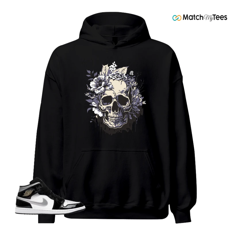 NIKE AIR JORDAN 1 MID SE BLACK WHITE SNEAKER Matching Tees hoodie