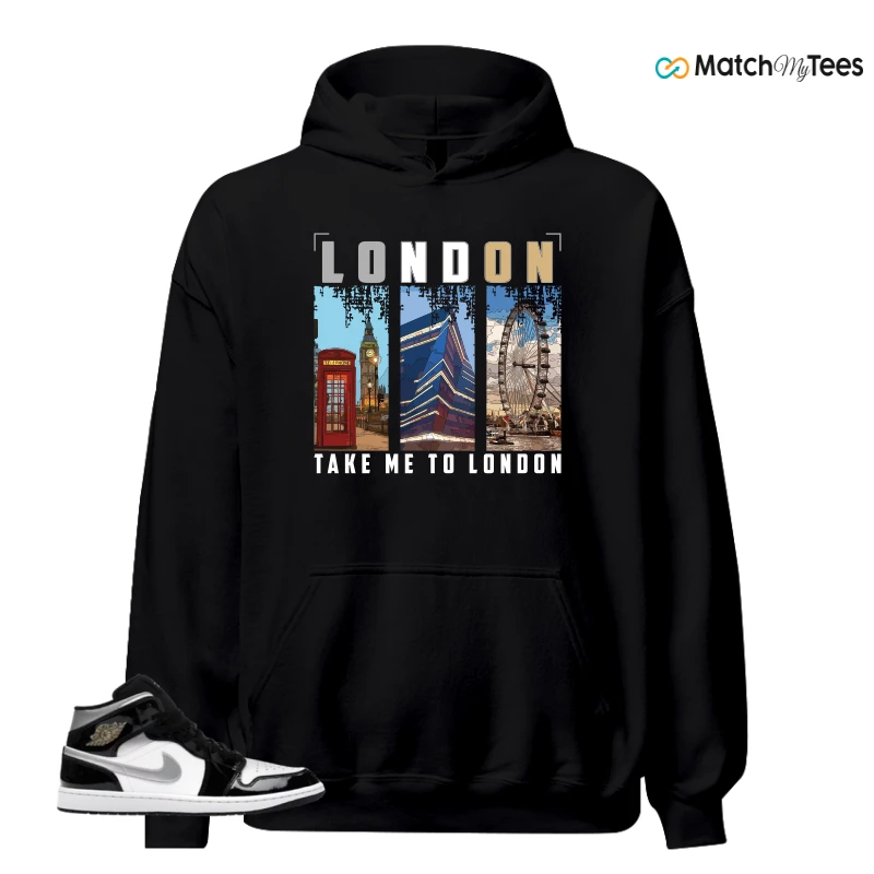 NIKE AIR JORDAN 1 MID SE BLACK WHITE SNEAKER Matching Tees hoodie